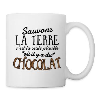 Sauvons la Terre c'est la seule planète où il y... - Mug blanc - blanc - Droite