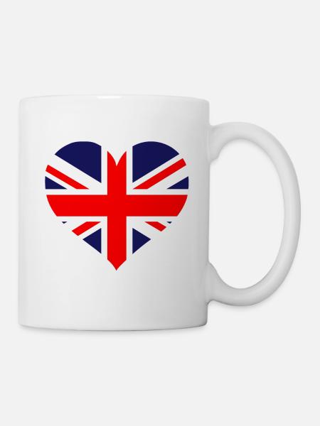 Union Jack Heart I Love Great Britain UK Flag - Mug - white