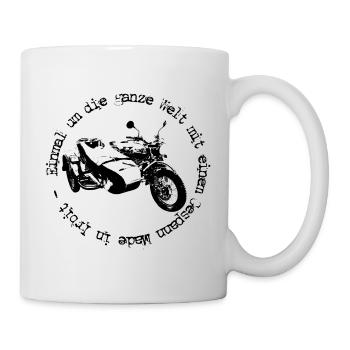 Sidecar Einmal um die Welt schwarz / transparent - Tasse - Weiß - Rechts