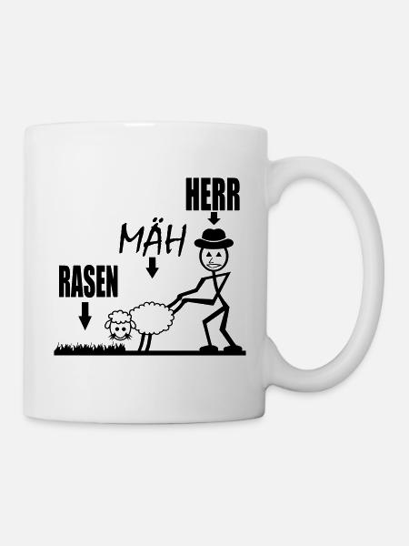 Hobbygärtner mäht Rasen Rasen Mäh Herr Rasenmäher - Tasse - Weiß