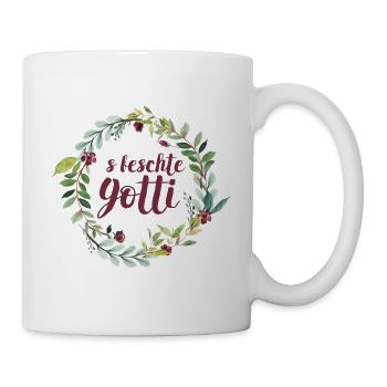 Blumenkranz fürs beste Gotti - Tasse - Weiß - Rechts