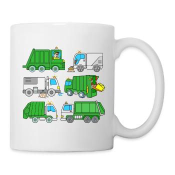 Voiture poubelles camions verts camions éboueurs - Mug blanc - blanc - Droite