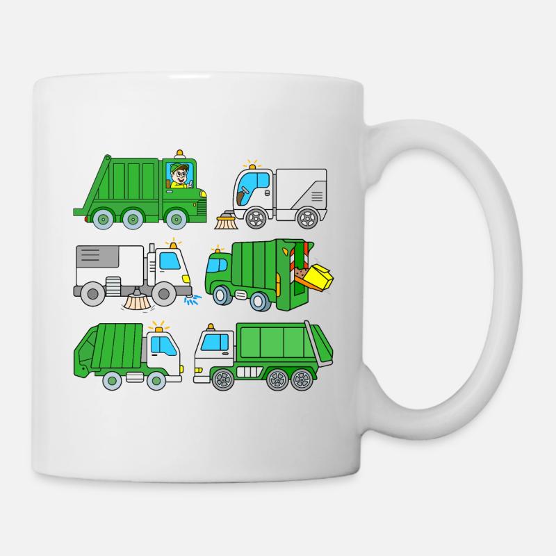 Voiture poubelles camions verts camions éboueurs - Mug blanc - blanc