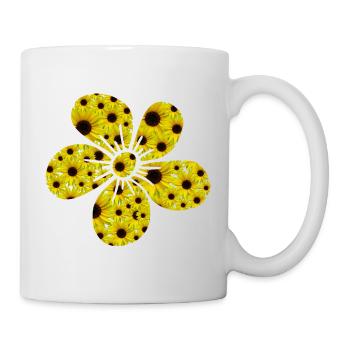 Blume aus Sonnenblumen, Blüte, Sonnenblume, floral - Tasse - Weiß - Rechts