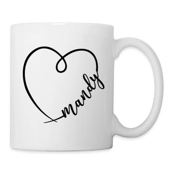 Mandy Name Vorname Herz Zeichnung - Tasse - Weiß - Rechts