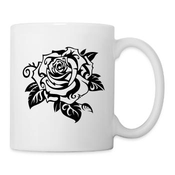 Weiße Rose - Tasse - Weiß - Rechts