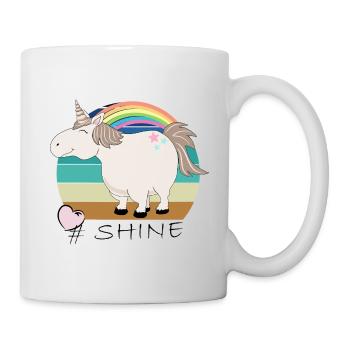 Licorne vintage rétro avec dicton: Shine - Mug blanc - blanc - Droite