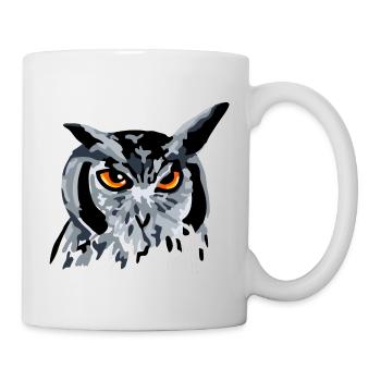 Eule Uhu Kauz Vogel - Tasse - Weiß - Rechts