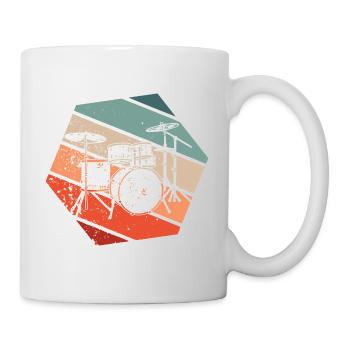 Retro Schlagzeug Drummer Musiker Schlagzeuger - Tasse - Weiß - Rechts