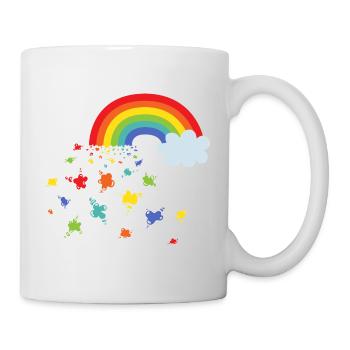 Regenbogen- und Farbflecken - Tasse - Weiß - Rechts