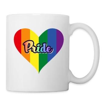 LGBT Herz Flagge Pride in Regenbogen Farben - Tasse - Weiß - Rechts