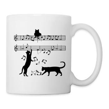 Cat plays with musical notes - Mug - white - Right