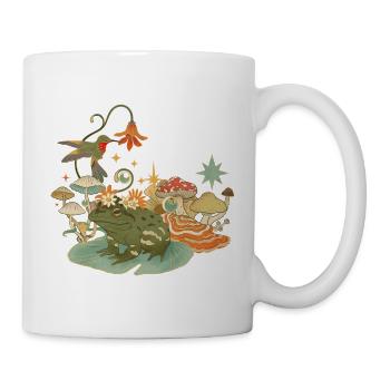 Cottagecore with frog, mushrooms and hummingbird - Mug - white - Right