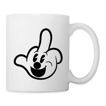 Mittelfinger Comic Handschuh Sarkasmus bürohumor - Tasse - Weiß - Rechts