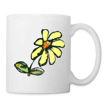 Vintage Blume - Tasse - Weiß - Rechts