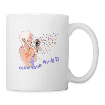 Mädchen mit Löwenzahn - Tasse - Weiß - Rechts