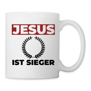 Jesus Christus ist der Sieger - Christliches Shirt - Tasse - Weiß - Rechts