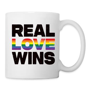 Real Love Wins LGBTQ Rainbow Gay Pride - Tasse - Weiß - Rechts