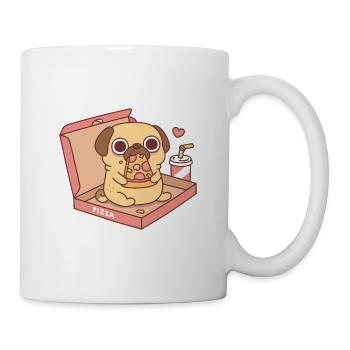 Cute Pug Dog Eating Pizza In Pizza Box - Mug - white - Right