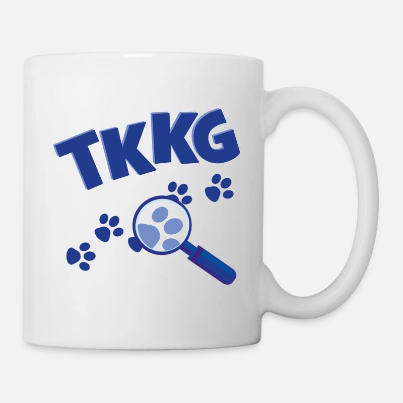 TKKG Junior Logo Mit Lupe Und Pfotenabdrücken - Tasse - Weiß