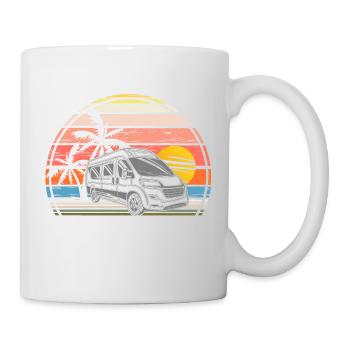 Coucher de soleil en camping avec camping-car - Mug blanc - blanc - Droite