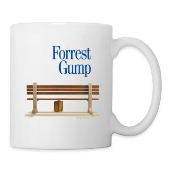 Forrest Gump Logo Mit Bank Und Koffer - Tasse - Weiß - Rechts