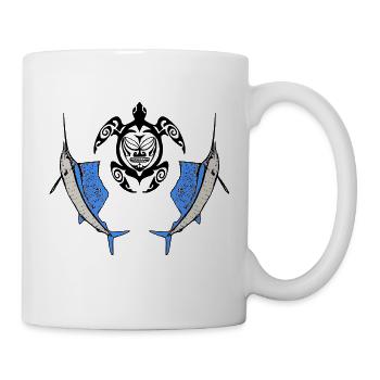 tribal turtle and swordfish - Mug - white - Right