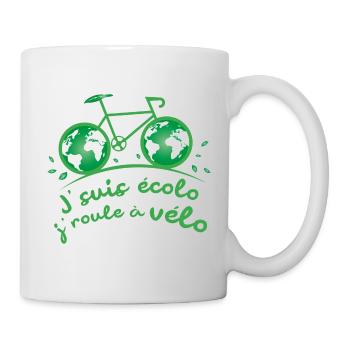 Je suis écolo, je roule à vélo ! - Mug blanc - blanc - Droite