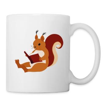 Squirrel Reads Book Illustration Gift - Mug - white - Right