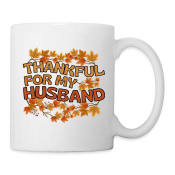Thankful for my Husband Man Autumn Gratitude - Mug - white - Right