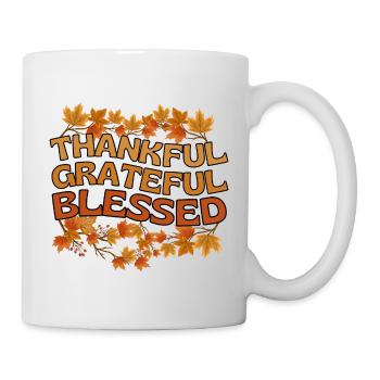 Thankful Grateful Blessed Herbst Dankbarkeit - Tasse - Weiß - Rechts