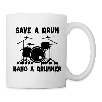 Sauvez un tambour Bang un batteur - Mug blanc - blanc - Droite