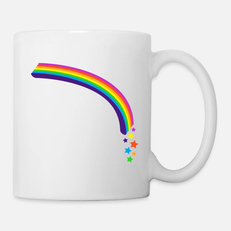 Kidcore Regenbogen Sterne bunt Farben Geschenk - Tasse - Weiß