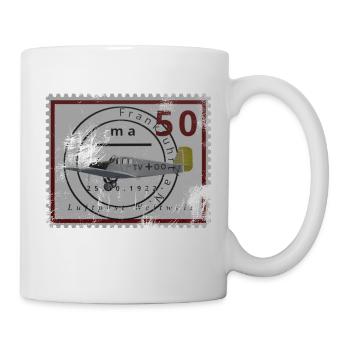 Historische Briefmarke der Luftfahrt, phantasie - Tasse - Weiß - Rechts