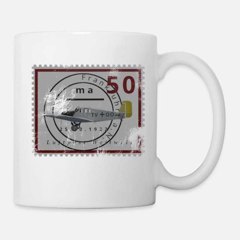 Historische Briefmarke der Luftfahrt, phantasie - Tasse - Weiß