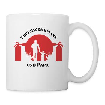 Feuerwehr und Papa Vater Feuerwehrmann Motiv - Tasse - Weiß - Rechts