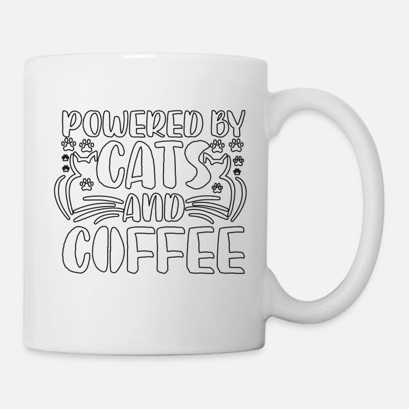 cats and coffee - Tasse - Weiß