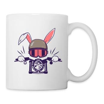 Kaninchen Motorradfahrer Biker Häschen - Tasse - Weiß - Rechts