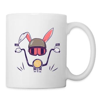 Kaninchen Motorradfahrer Biker Häschen - Tasse - Weiß - Rechts