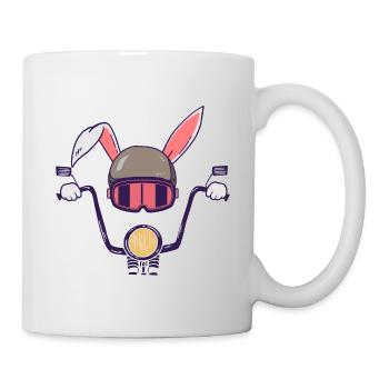 Kaninchen Motorradfahrer Biker Häschen - Tasse - Weiß - Rechts
