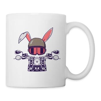 Kaninchen Motorradfahrer Biker Häschen - Tasse - Weiß - Rechts