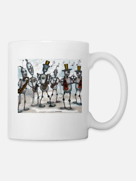 Robot Jazz Band von riccardo maffioli - Tasse - Weiß