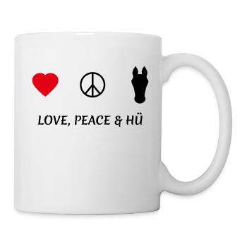 LOVE PEACE und HÜ - Tasse - Weiß - Rechts