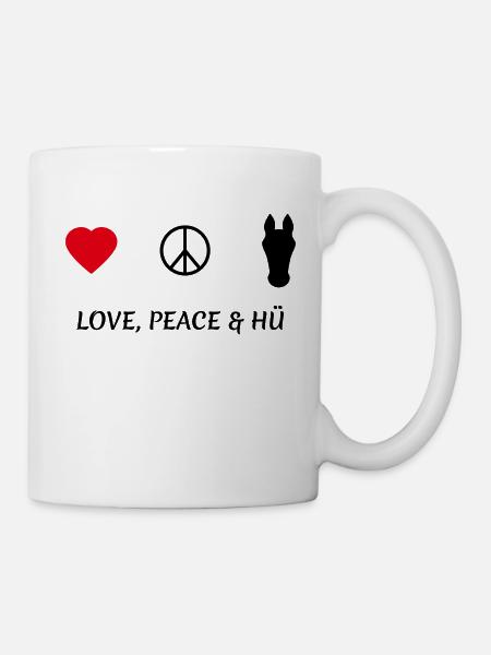 LOVE PEACE und HÜ - Tasse - Weiß