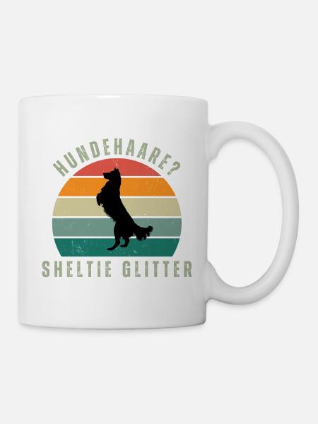 Sheltie Glitter Retro Sunset - Tasse - Weiß