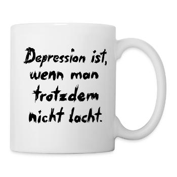 Depression ist,... schwarze Schrift - Tasse - Weiß - Rechts