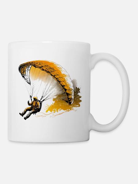 Hoch hinaus, Paragliding - Tasse - Weiß