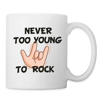 Nie zu jung zum Rocken - Rock Klamotten - Tasse - Weiß - Rechts