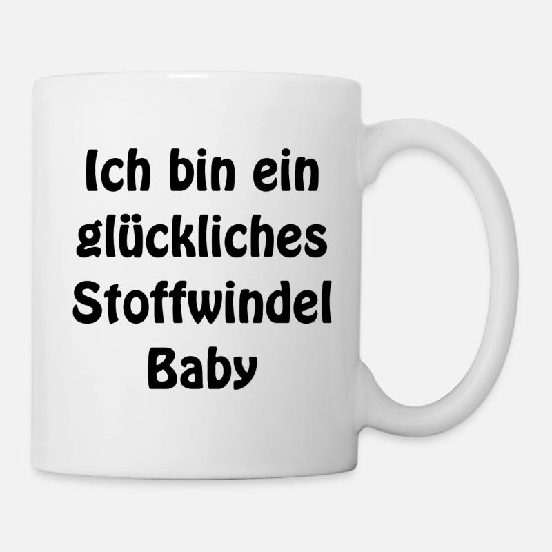 Glückliches Stoffwindel Baby - Tasse - Weiß