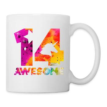 AWESOME 14TH BIRTHDAY UNICORN 14 YEARS - Mug - white - Right